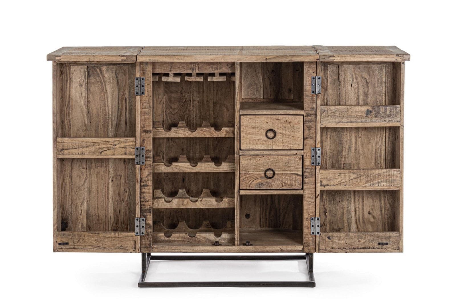 Mobile da bar "Elmer" con 2 ante, struttura in legno d'acacia, da 80 x 48 x 99 cm in Credenze e buffet Decor Space - Altamura, commercioVirtuoso.it