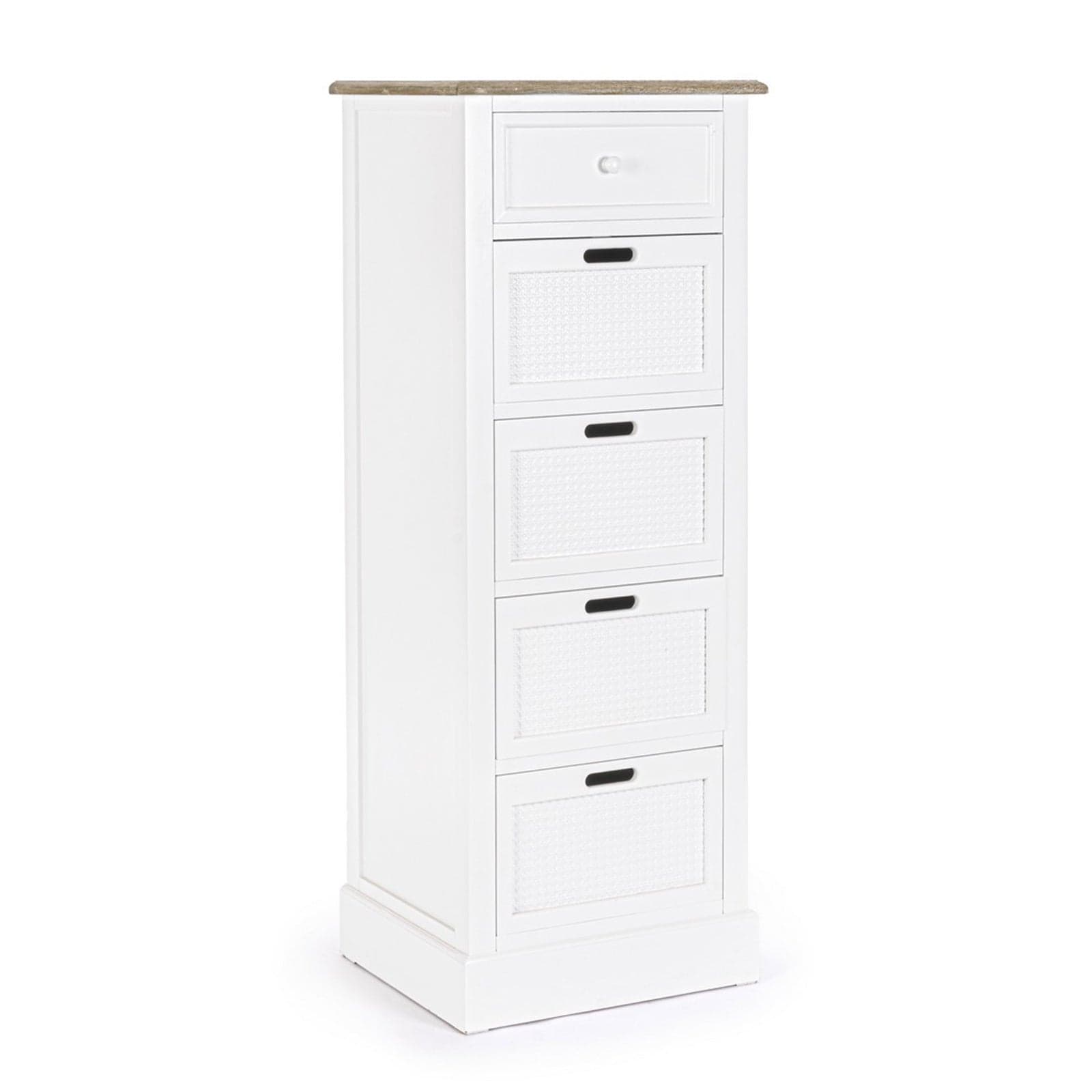 Mobile da bar "Dorotea" in MDF, con piano in paulownia e maniglie 47,5 x 40 x 128 cm