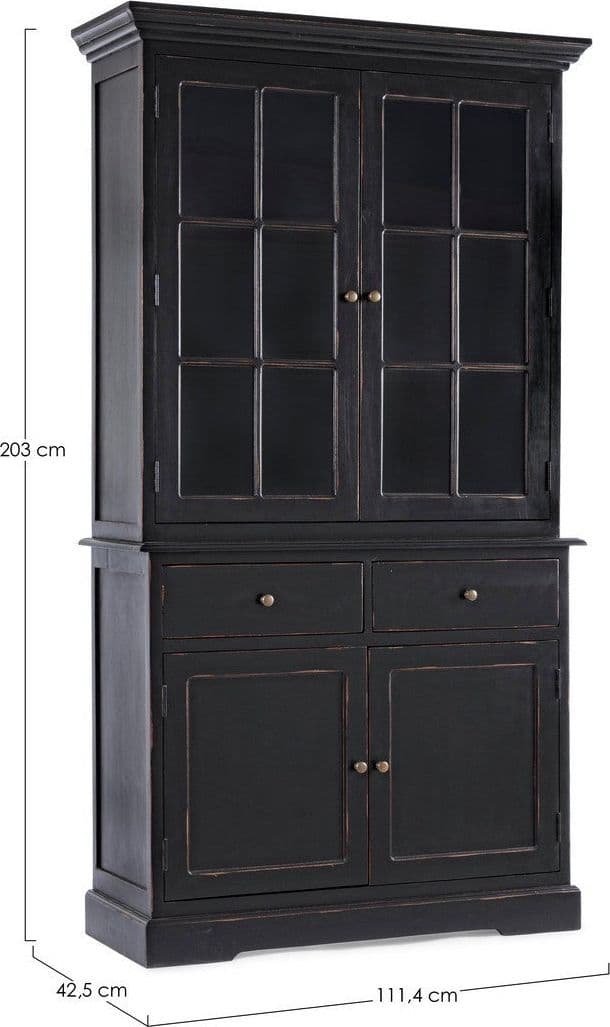 Vetrina "Jefferson" per interno, struttura in legno di mango, schienali in legno in Vetrinette Decor Space - Altamura, commercioVirtuoso.it