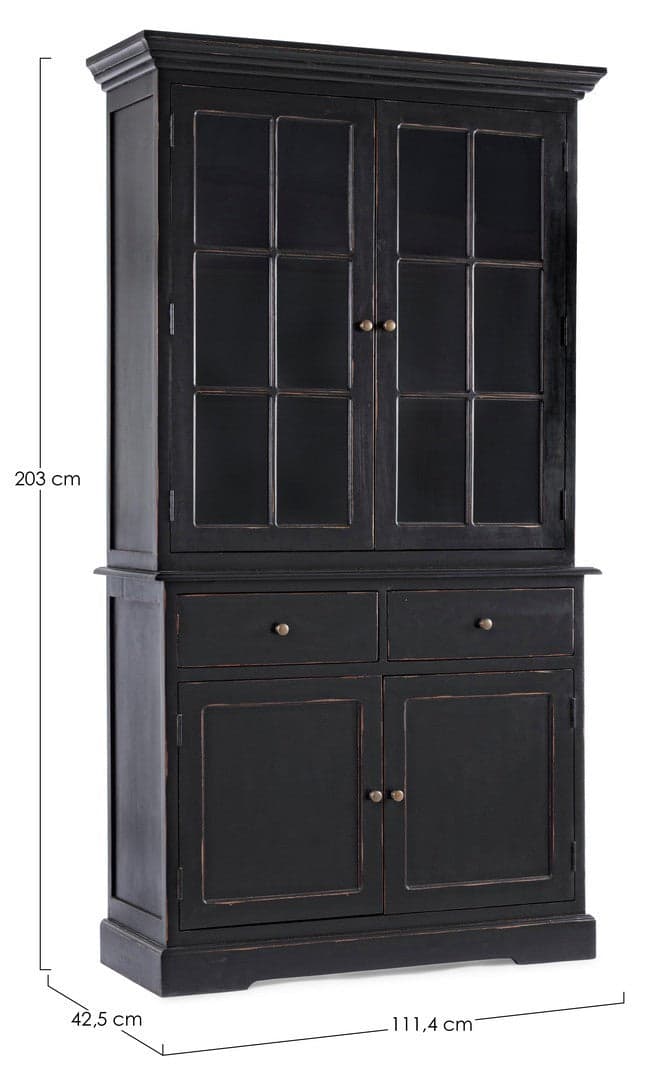 Vetrina "Jefferson" per interno, struttura in legno di mango, schienali in legno in Vetrinette Decor Space - Altamura, commercioVirtuoso.it