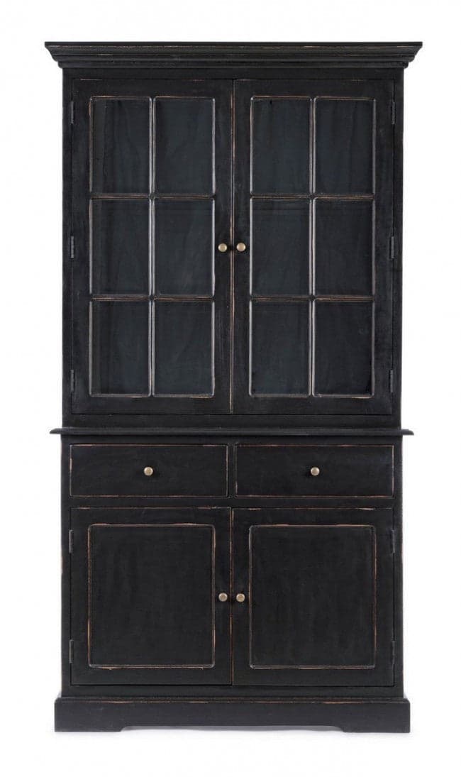 Vetrina "Jefferson" per interno, struttura in legno di mango, schienali in legno in Vetrinette Decor Space - Altamura, commercioVirtuoso.it