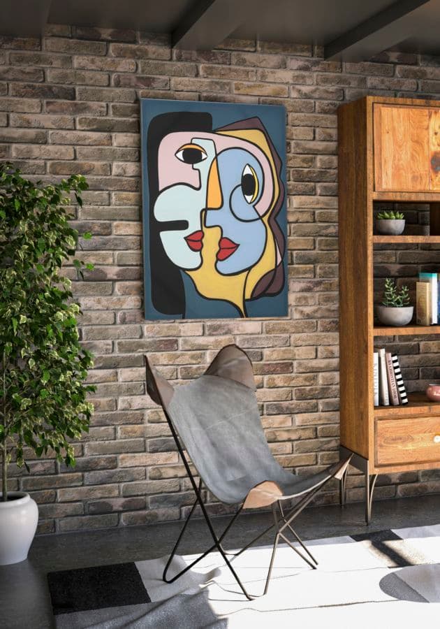 Stampa su tela volti stile cubismo con telaio in legno per decorazioni ambienti in Poster e stampe Decor Space - Altamura, commercioVirtuoso.it