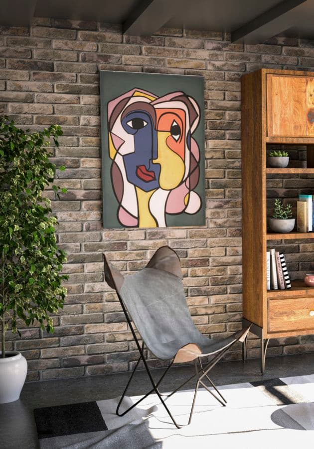 Stampa su tela volti stile cubismo con telaio in legno per decorazioni ambienti in Poster e stampe Decor Space - Altamura, commercioVirtuoso.it