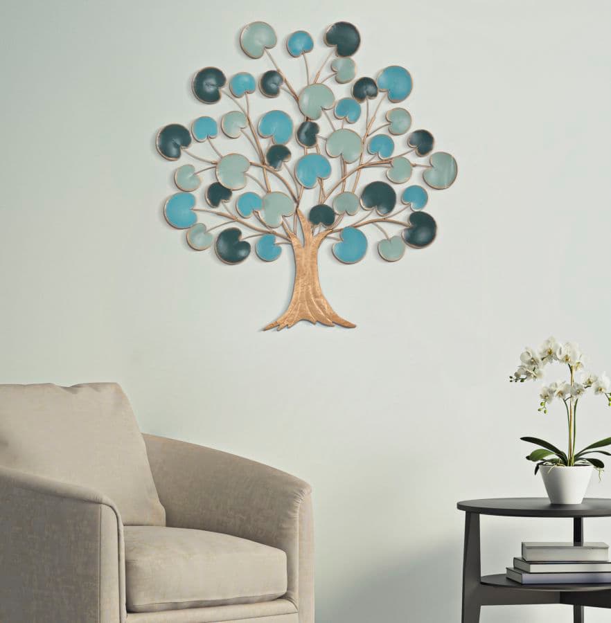 Albero decorativo in ferro con foglie azzurre per decorazioni ambienti - 6