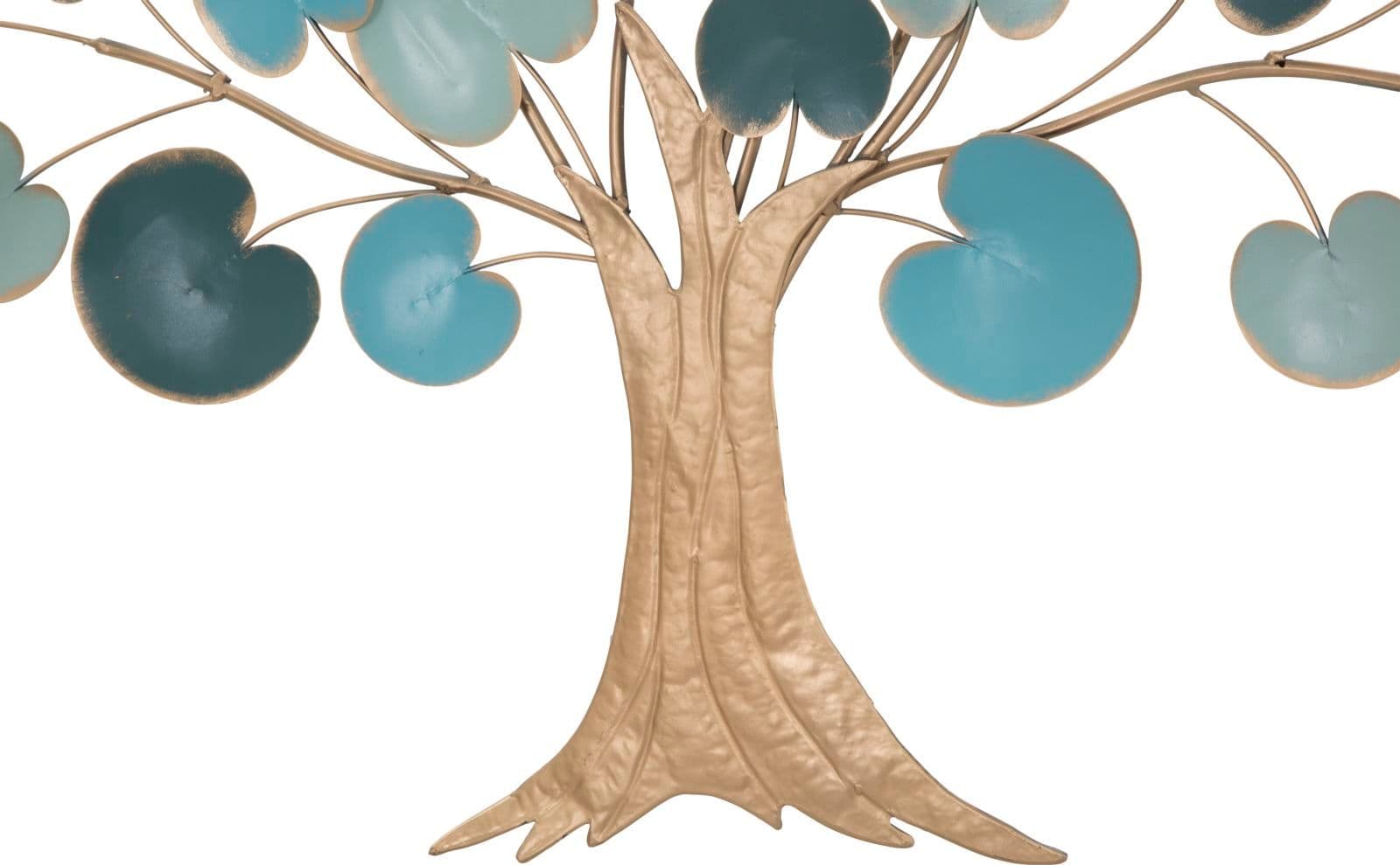 Albero decorativo in ferro con foglie azzurre per decorazioni ambienti in Sculture a parete Decor Space - Altamura, commercioVirtuoso.it