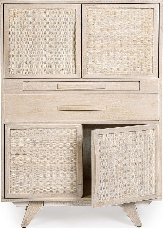 Mobile da bar "Sahana" da 4 ante in legno di mango, struttura in mdf da 85 x 40 x 123 cm in Credenze e buffet Decor Space - Altamura, commercioVirtuoso.it