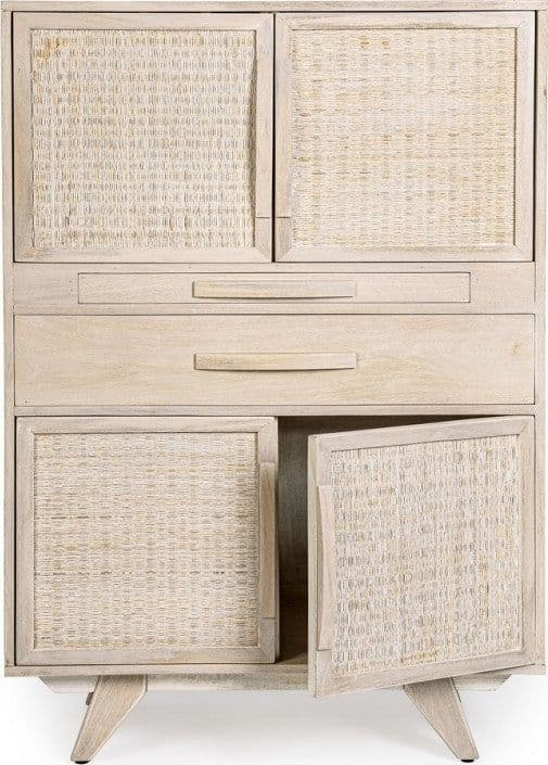 Mobile da bar "Sahana" da 4 ante in legno di mango, struttura in mdf da 85 x 40 x 123 cm in Credenze e buffet Decor Space - Altamura, commercioVirtuoso.it