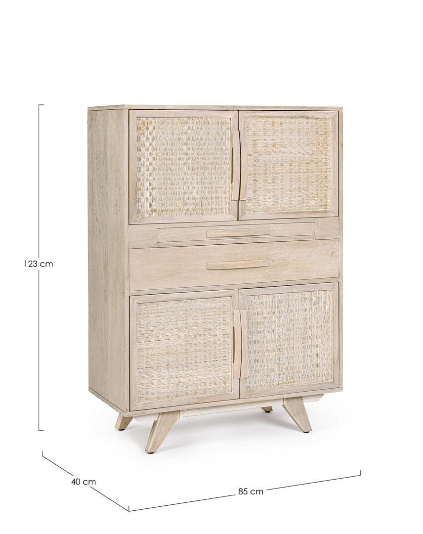 Mobile da bar "Sahana" da 4 ante in legno di mango, struttura in mdf da 85 x 40 x 123 cm in Credenze e buffet Decor Space - Altamura, commercioVirtuoso.it