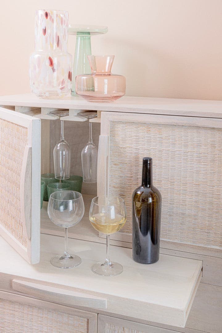 Mobile da bar "Sahana" da 4 ante in legno di mango, struttura in mdf da 85 x 40 x 123 cm in Credenze e buffet Decor Space - Altamura, commercioVirtuoso.it
