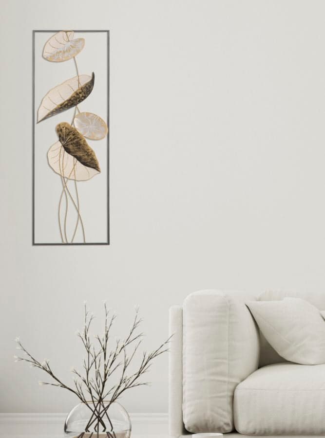 Pannello con foglie decorative in ferro per decorazioni ambienti in Sculture a parete Decor Space - Altamura, commercioVirtuoso.it