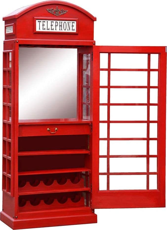 Libreria cabina telefonica Inglese Rossa, Mobile Bar londinese con vetri laterali in Librerie Decor Space - Altamura, commercioVirtuoso.it
