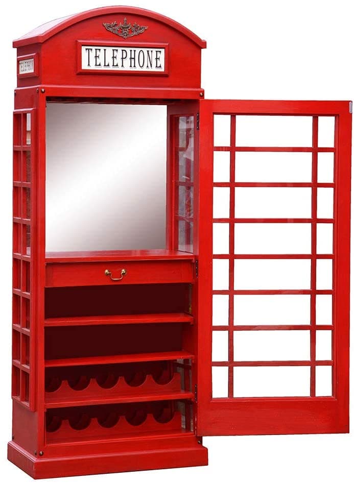 Libreria cabina telefonica Inglese Rossa, Mobile Bar londinese con vetri laterali in Librerie Decor Space - Altamura, commercioVirtuoso.it