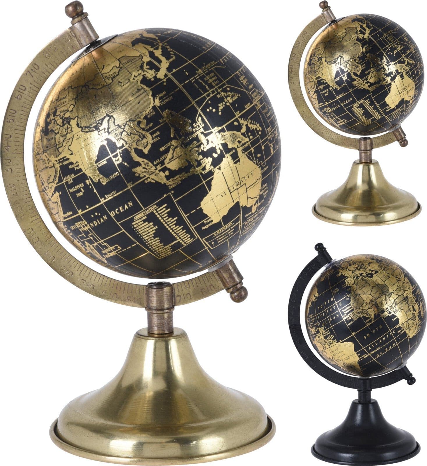 Mappamondo decorativo Nero e Oro girevole con base in metallo h 36 cm in Mappamondi Decor Space - Altamura, commercioVirtuoso.it