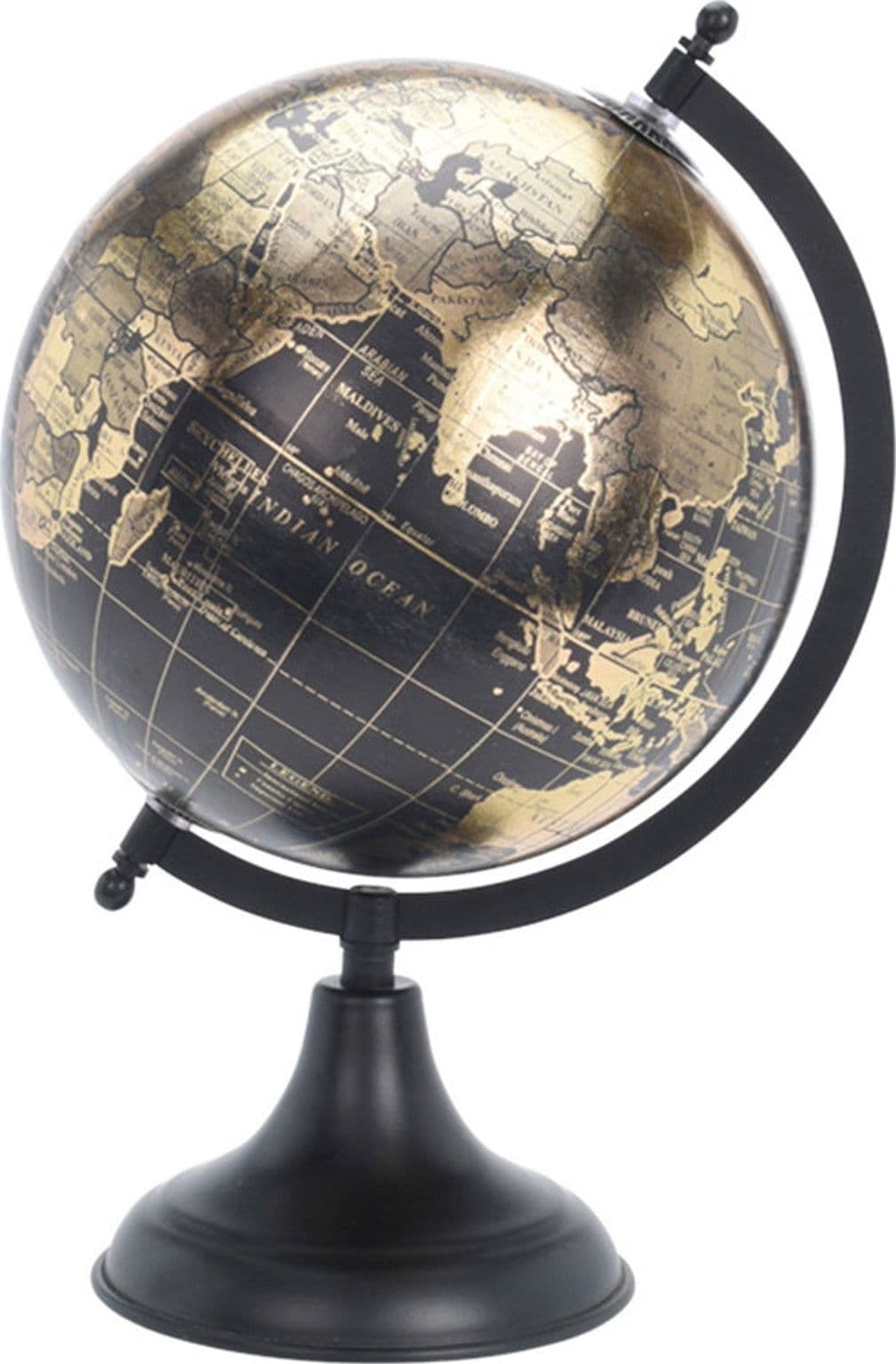 Mappamondo decorativo Nero e Oro girevole con base in metallo h 36 cm in Mappamondi Decor Space - Altamura, commercioVirtuoso.it