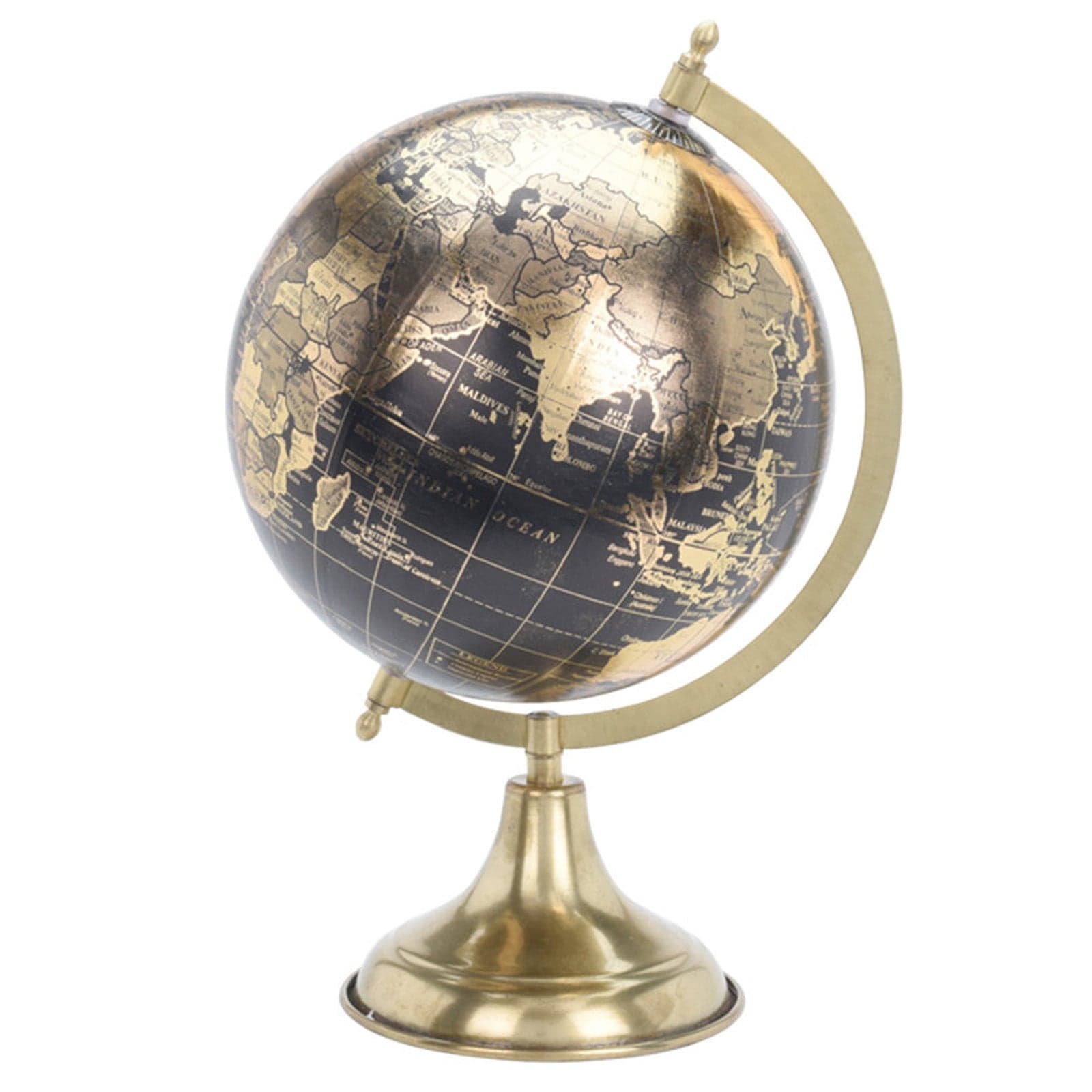 Mappamondo decorativo Nero e Oro girevole con base in metallo h 36 cm in Mappamondi Decor Space - Altamura, commercioVirtuoso.it