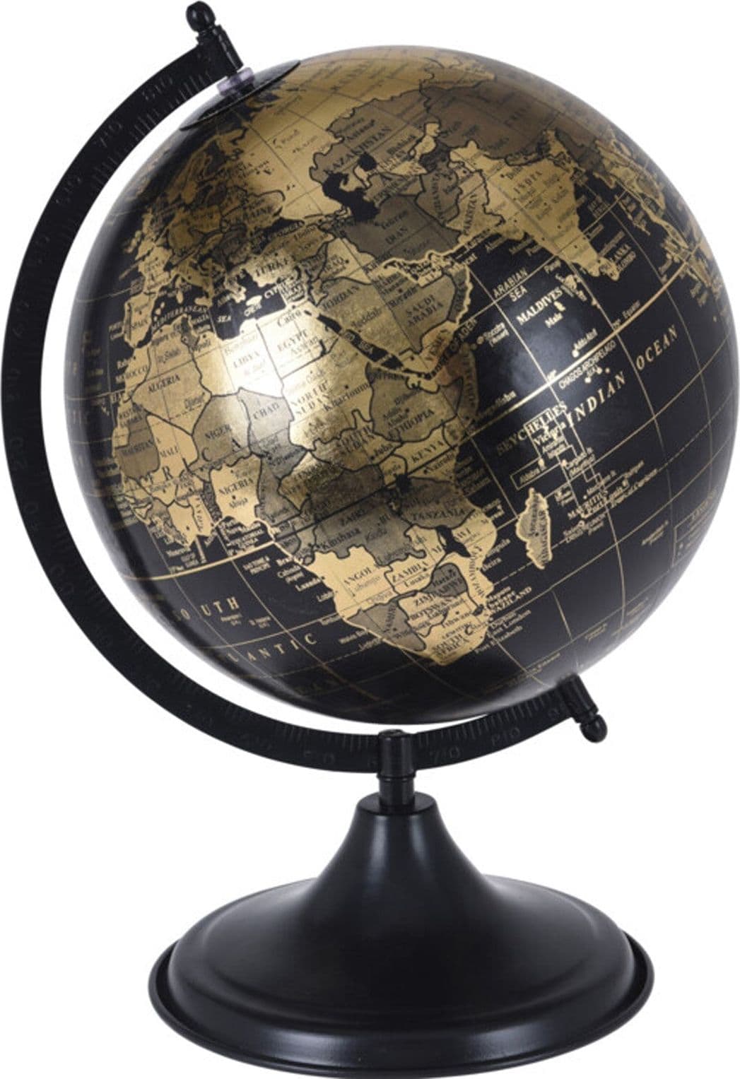 Mappamondo decorativo Nero e Oro girevole con base in metallo h 36 cm in Mappamondi Decor Space - Altamura, commercioVirtuoso.it