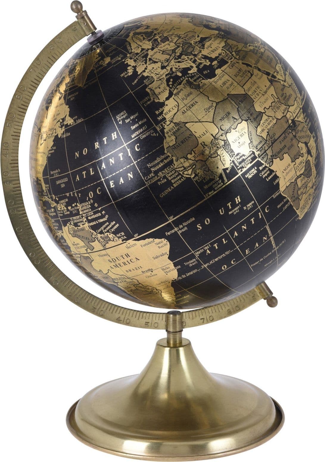 Mappamondo decorativo Nero e Oro girevole con base in metallo h 36 cm in Mappamondi Decor Space - Altamura, commercioVirtuoso.it