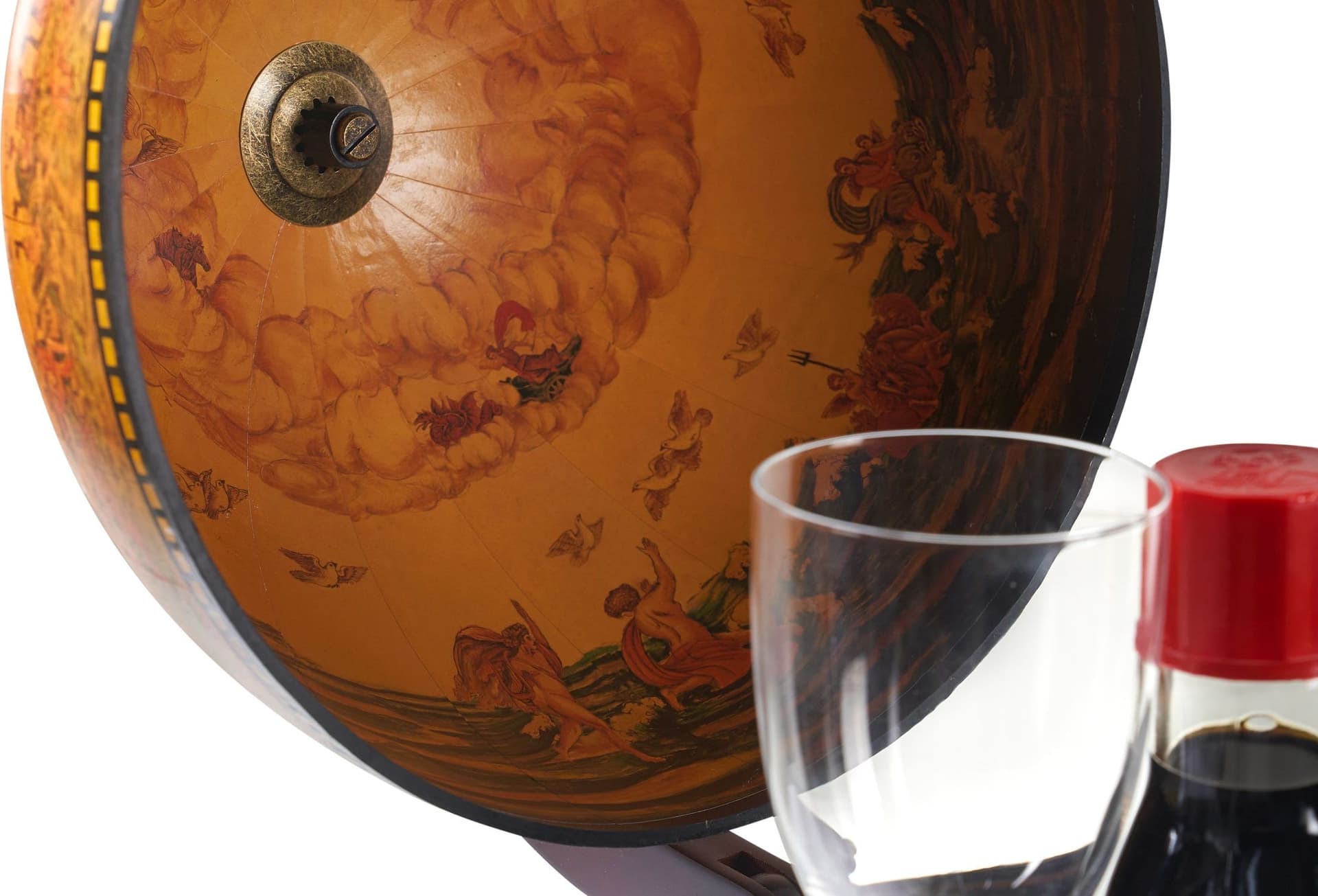 Mappamondo portabottiglie minibar con piedistallo in legno decorazione moderna h 48 cm in Porta bottiglie da vino Decor Space - Altamura, commercioVirtuoso.it