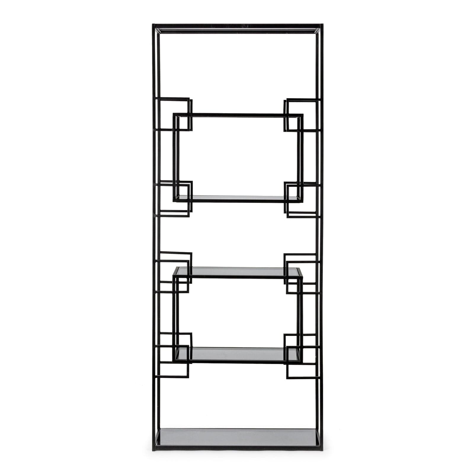 Libreria "Korvet" in acciaio nero con 5 ripiani in vetro h 183 cm per ufficio moderno in Librerie Decor Space - Altamura, commercioVirtuoso.it