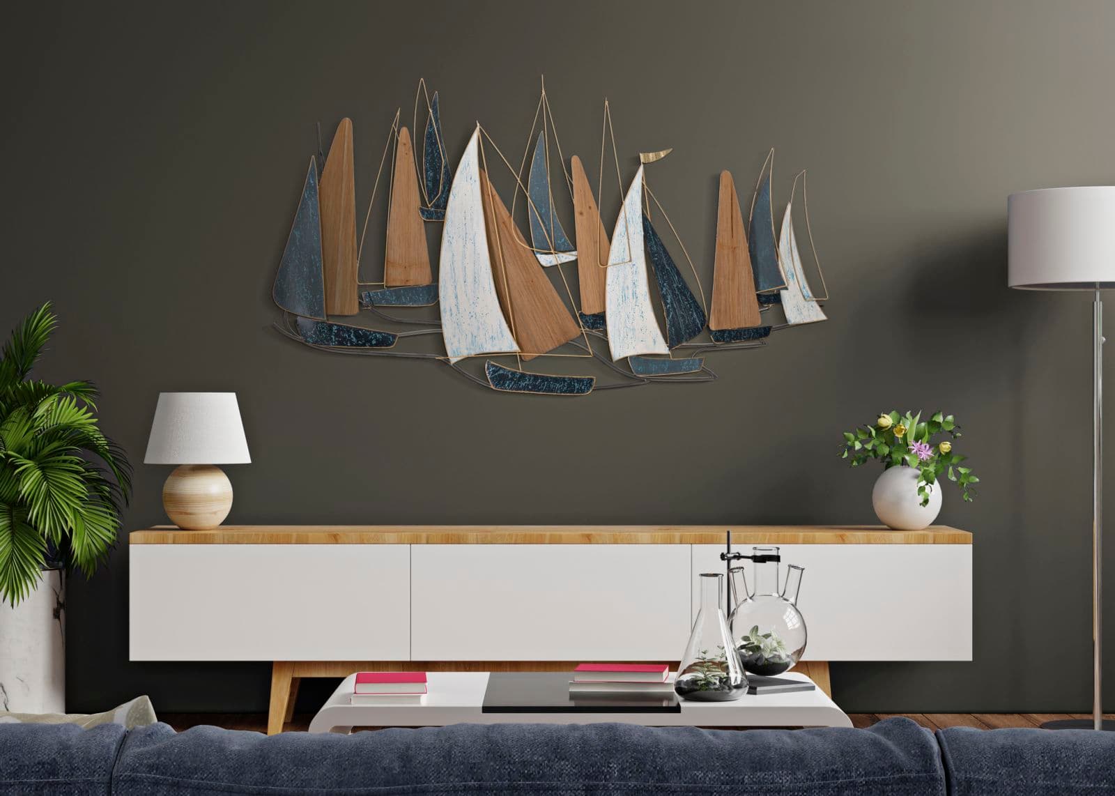 Pannello decorativo regata barche a vela in ferro per decorazioni ambienti in Sculture a parete Decor Space - Altamura, commercioVirtuoso.it