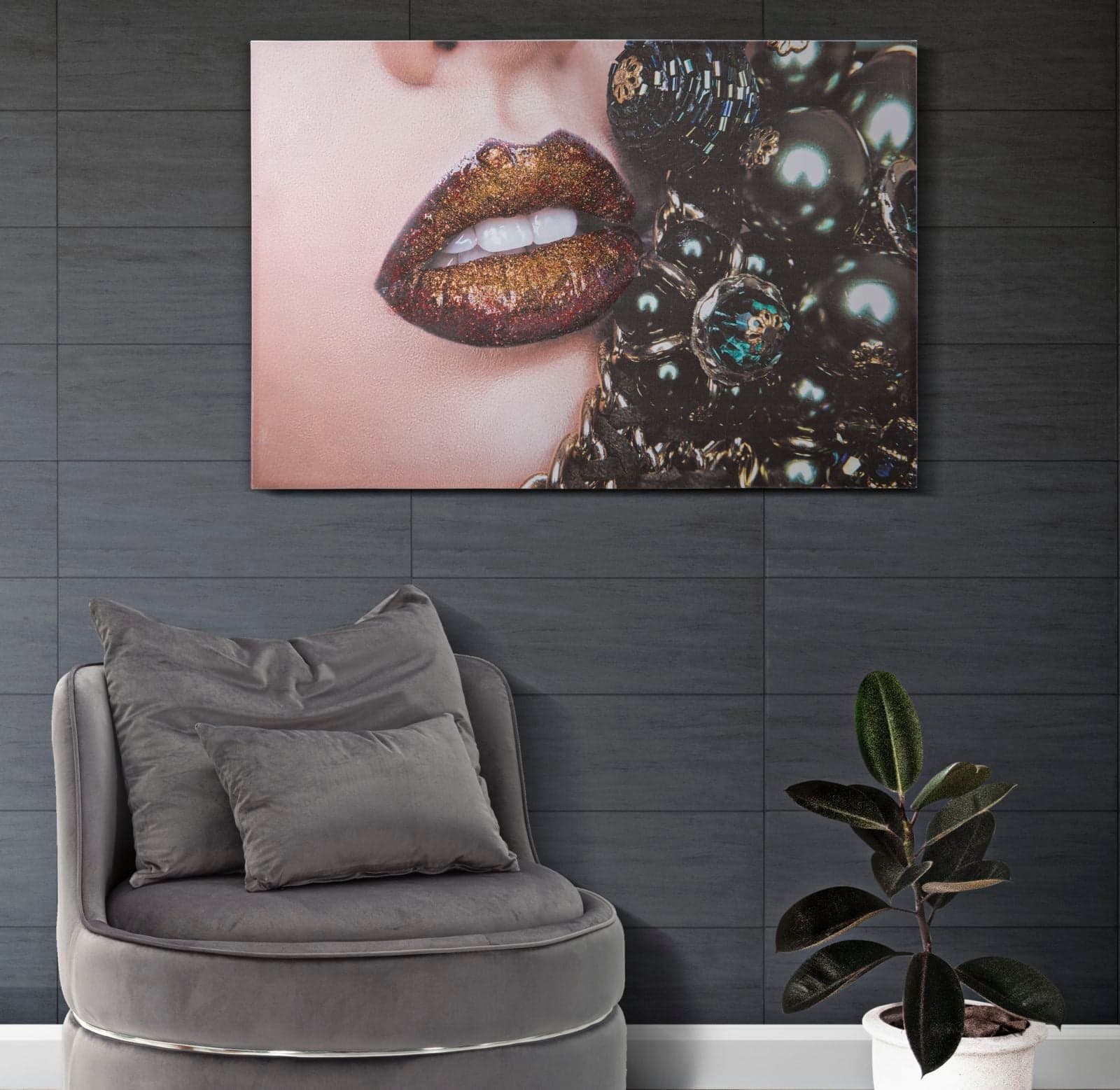 Stampa su tela Lips con telaio in legno per decorazioni ambienti - 5