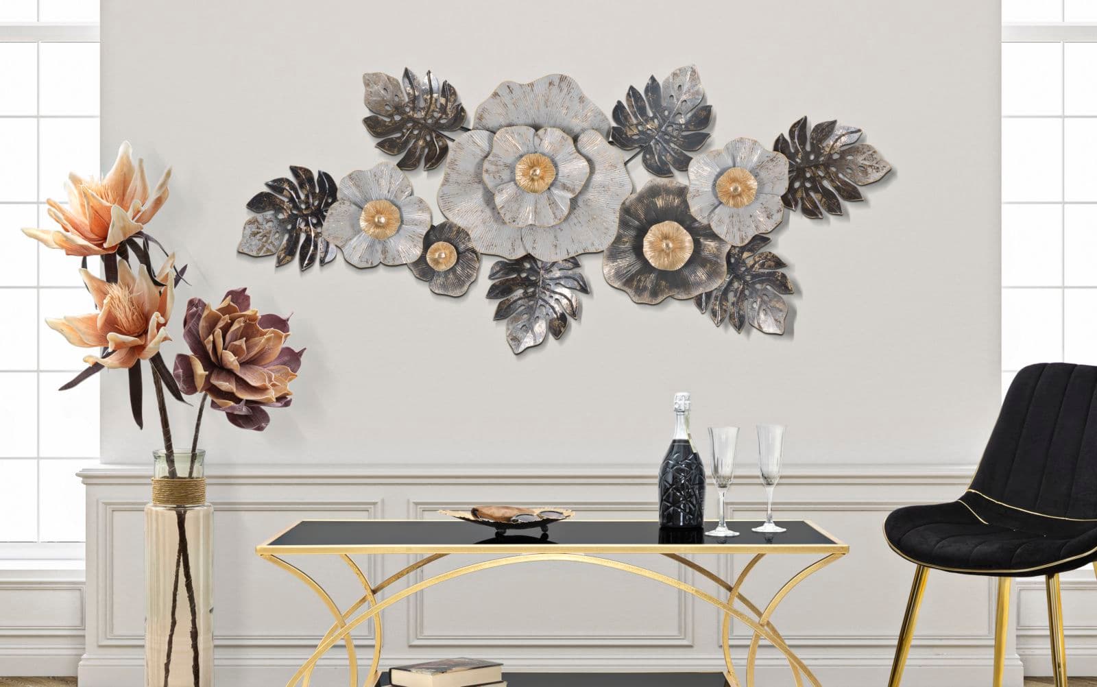 Composizione floreale decorativa Edy in ferro per decorazioni ambienti in Sculture a parete Decor Space - Altamura, commercioVirtuoso.it