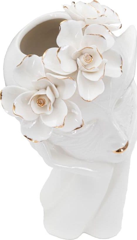 Vaso donna con maschera in porcellana bianca per decorazioni ambienti in Vasi Decor Space - Altamura, commercioVirtuoso.it