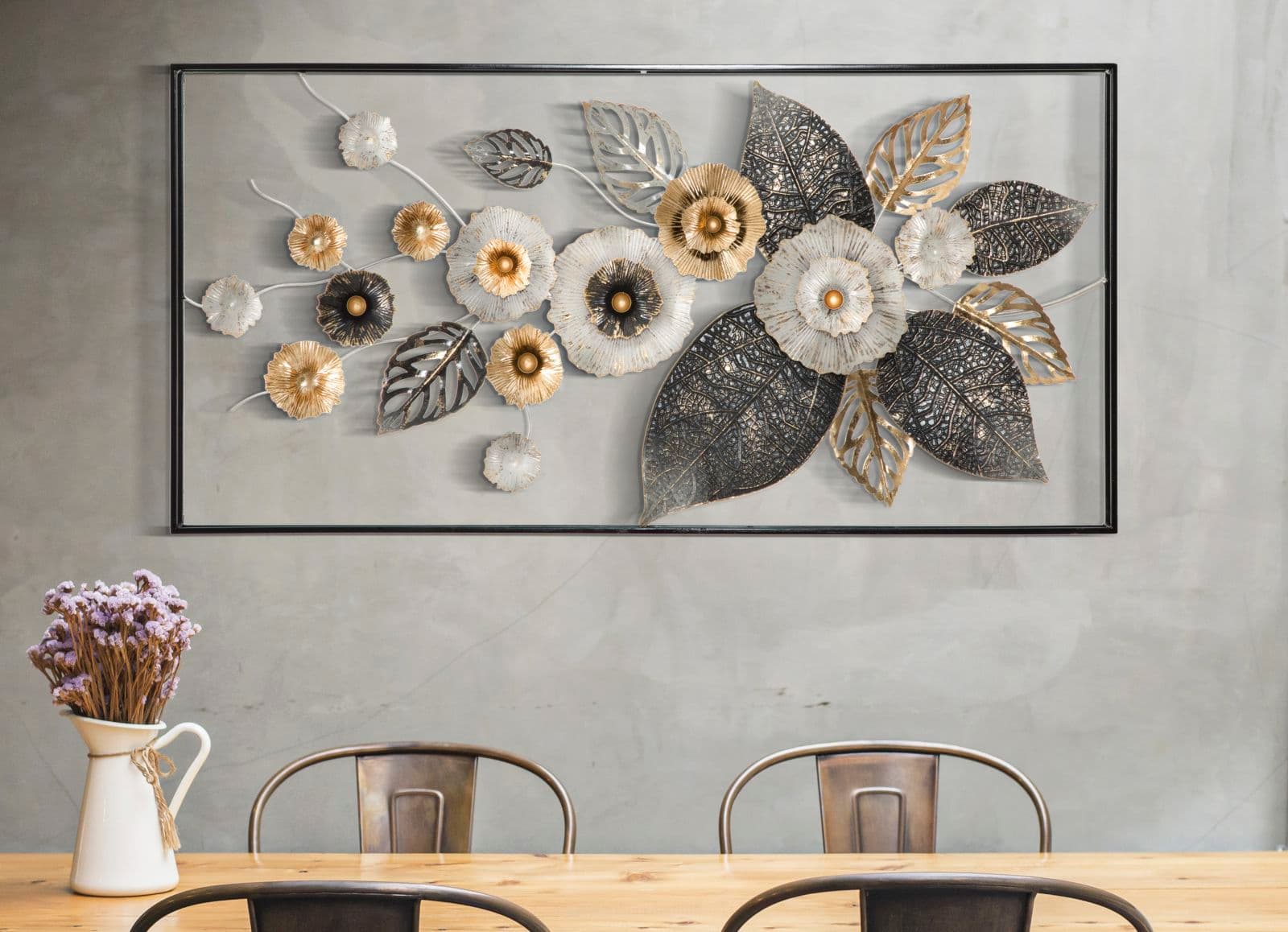 Pannello fiori e foglie decorative in ferro per decorazioni ambienti in Sculture a parete Decor Space - Altamura, commercioVirtuoso.it