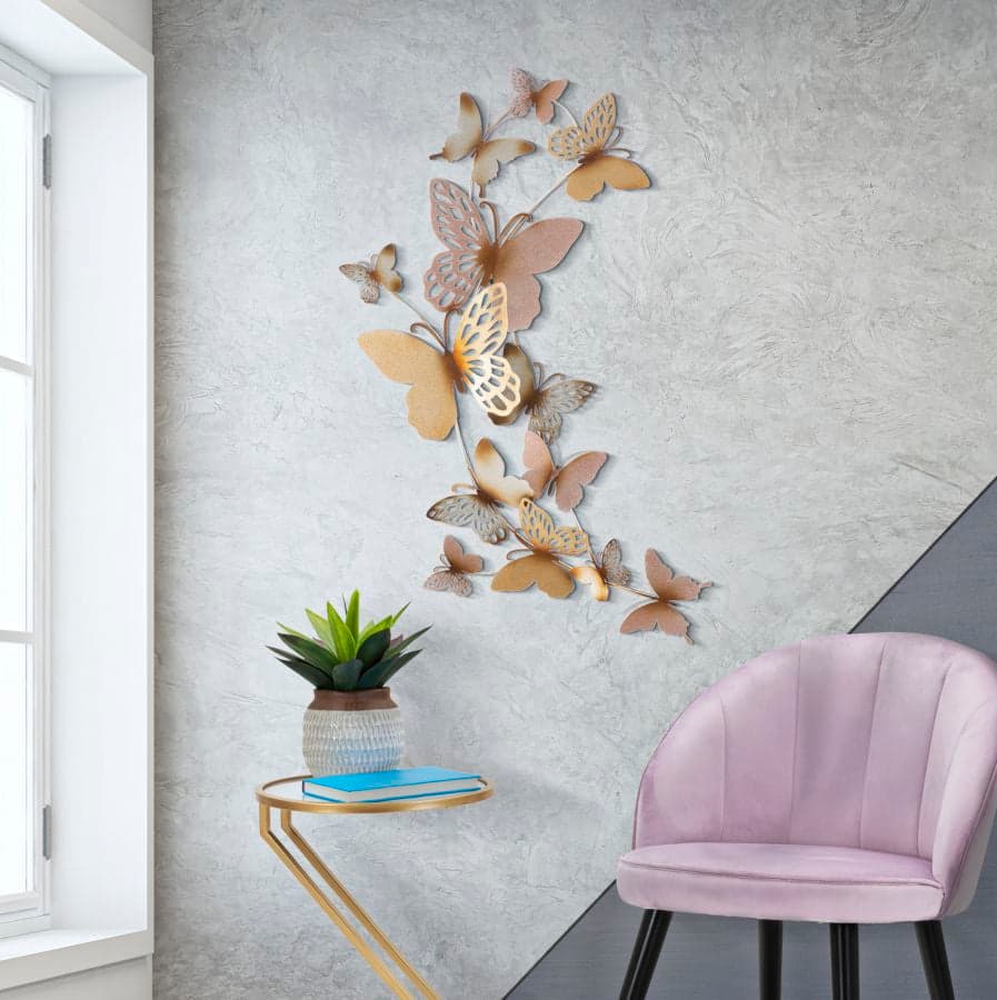 Pannello decorativo farfalle da muro in ferro per decorazioni ambienti in Statue Decor Space - Altamura, commercioVirtuoso.it