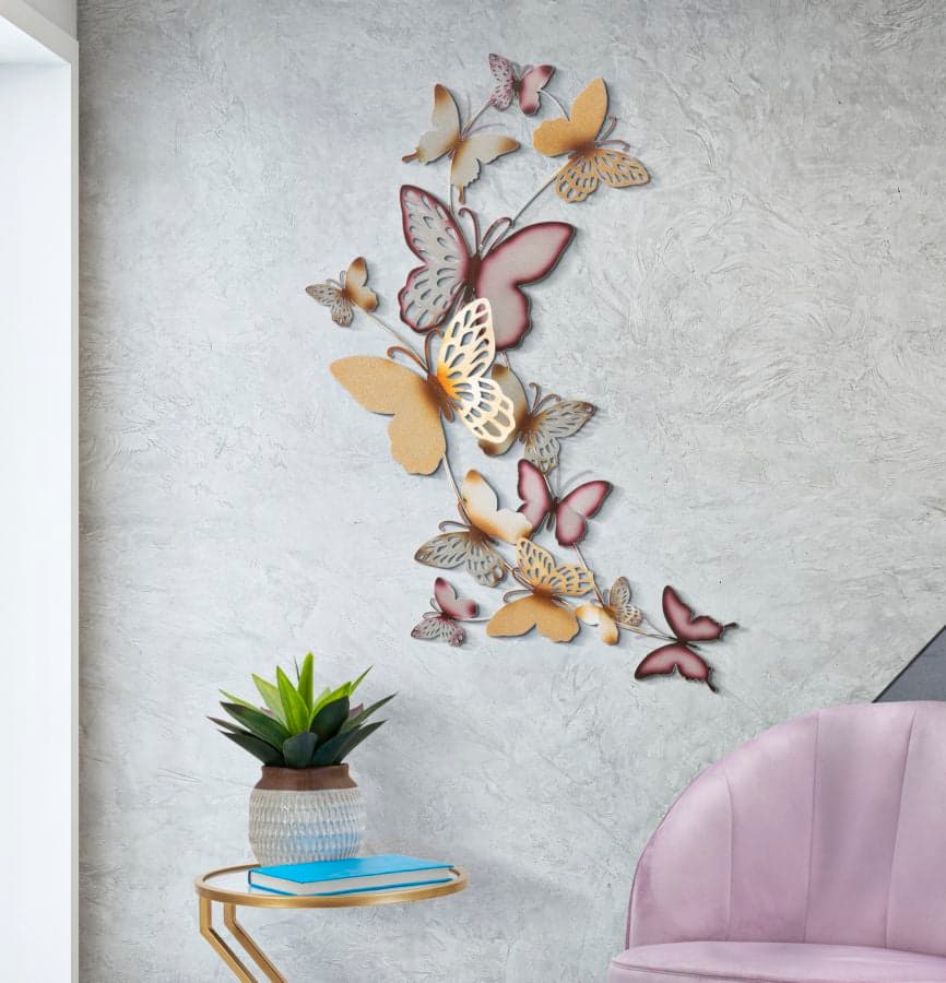 Pannello decorativo farfalle da muro in ferro per decorazioni ambienti in Statue Decor Space - Altamura, commercioVirtuoso.it