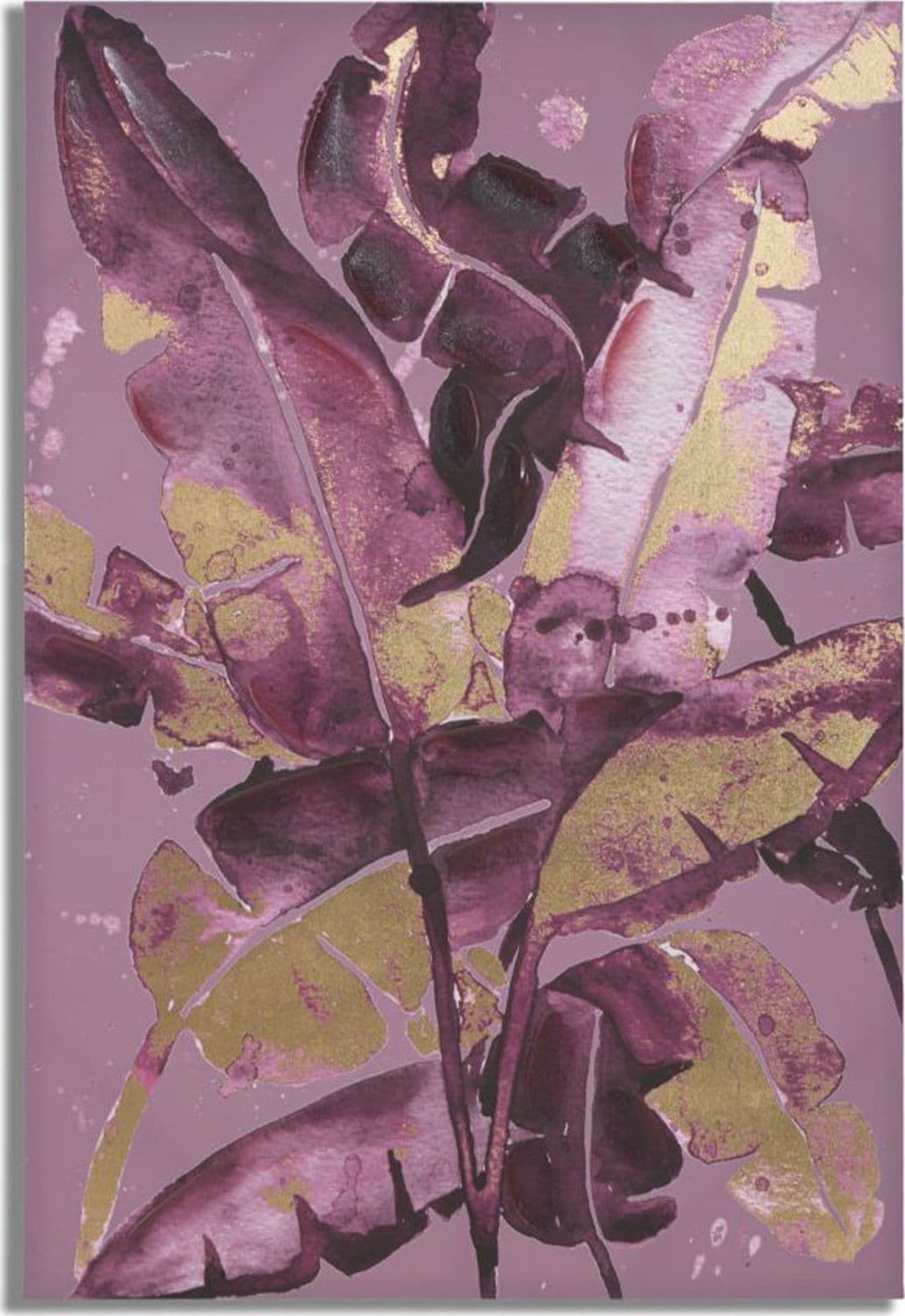 Stampa su tela foglie viola con telaio in legno per decorazioni ambienti