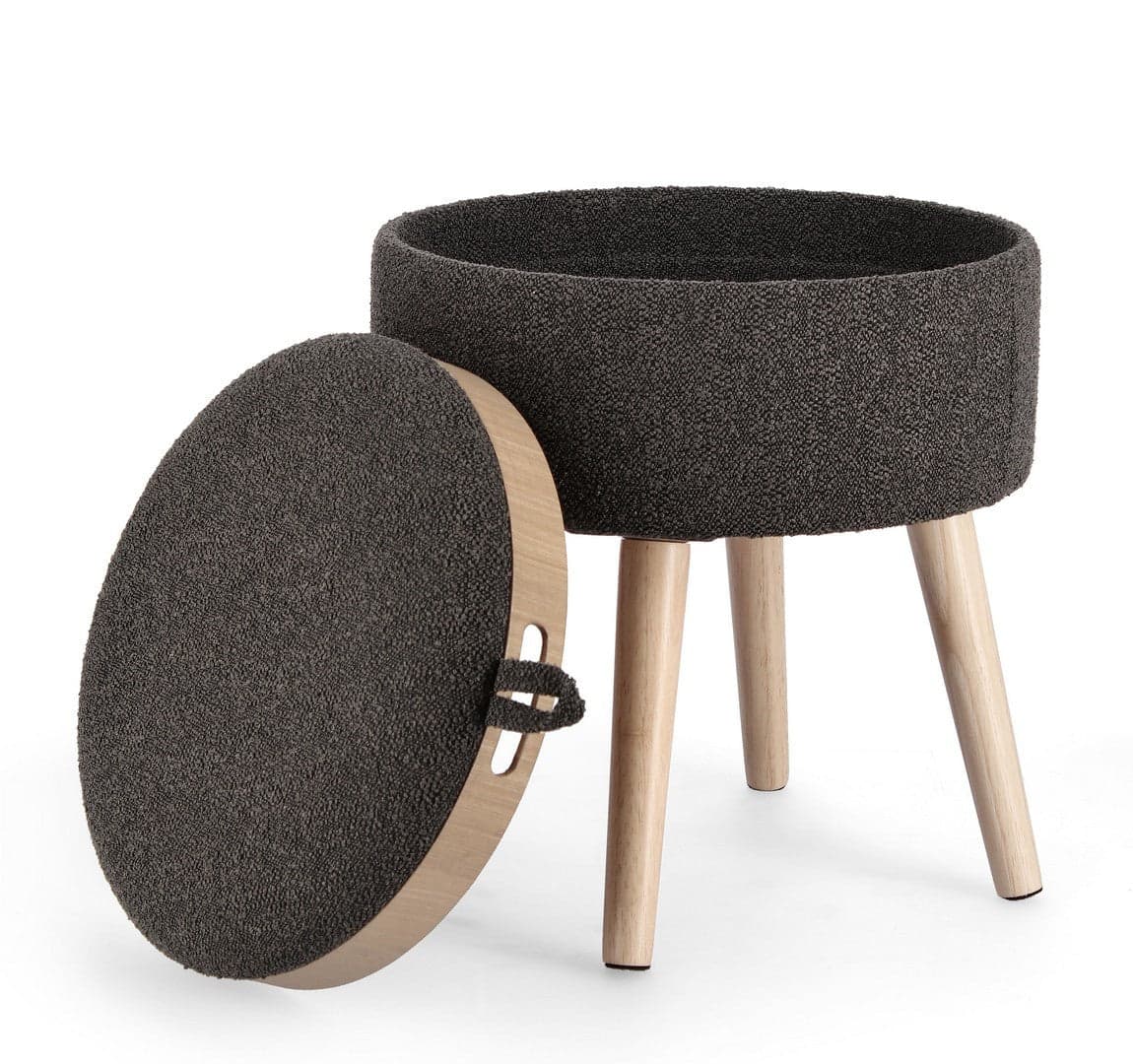 Poltrona Pouf "Zoya" per interno, con struttura in mdf e compensato da Ø39 x 42.5h cm in Ottomane e poggiapiedi Decor Space - Altamura, commercioVirtuoso.it
