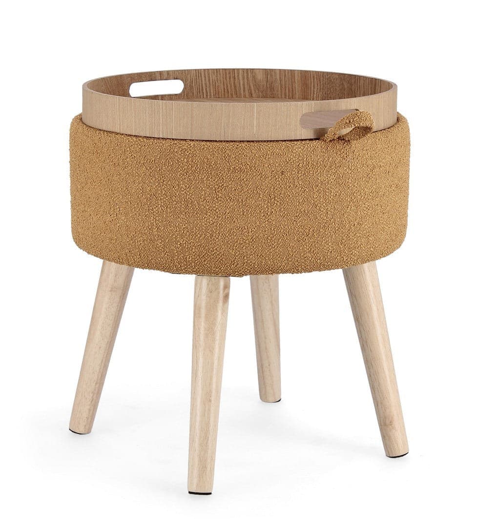 Poltrona Pouf "Zoya" per interno, con struttura in mdf e compensato da Ø39 x 42.5h cm in Ottomane e poggiapiedi Decor Space - Altamura, commercioVirtuoso.it