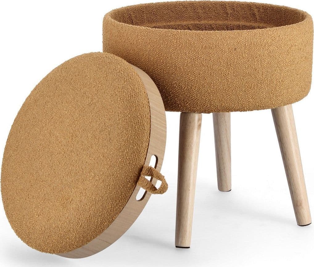 Poltrona Pouf "Zoya" per interno, con struttura in mdf e compensato da Ø39 x 42.5h cm in Ottomane e poggiapiedi Decor Space - Altamura, commercioVirtuoso.it