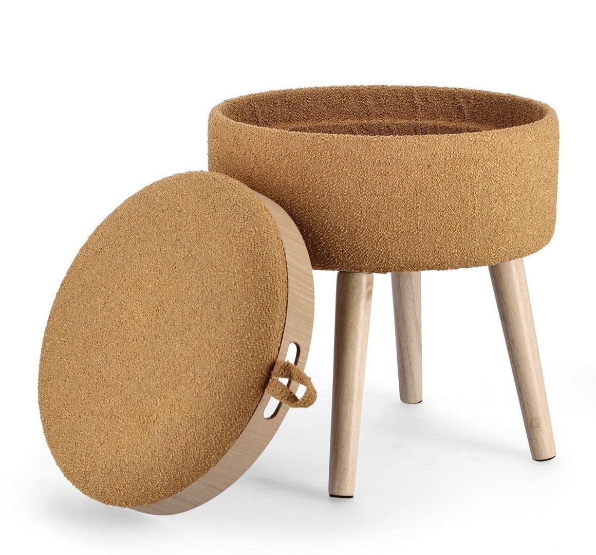 Poltrona Pouf "Zoya" per interno, con struttura in mdf e compensato da Ø39 x 42.5h cm in Ottomane e poggiapiedi Decor Space - Altamura, commercioVirtuoso.it