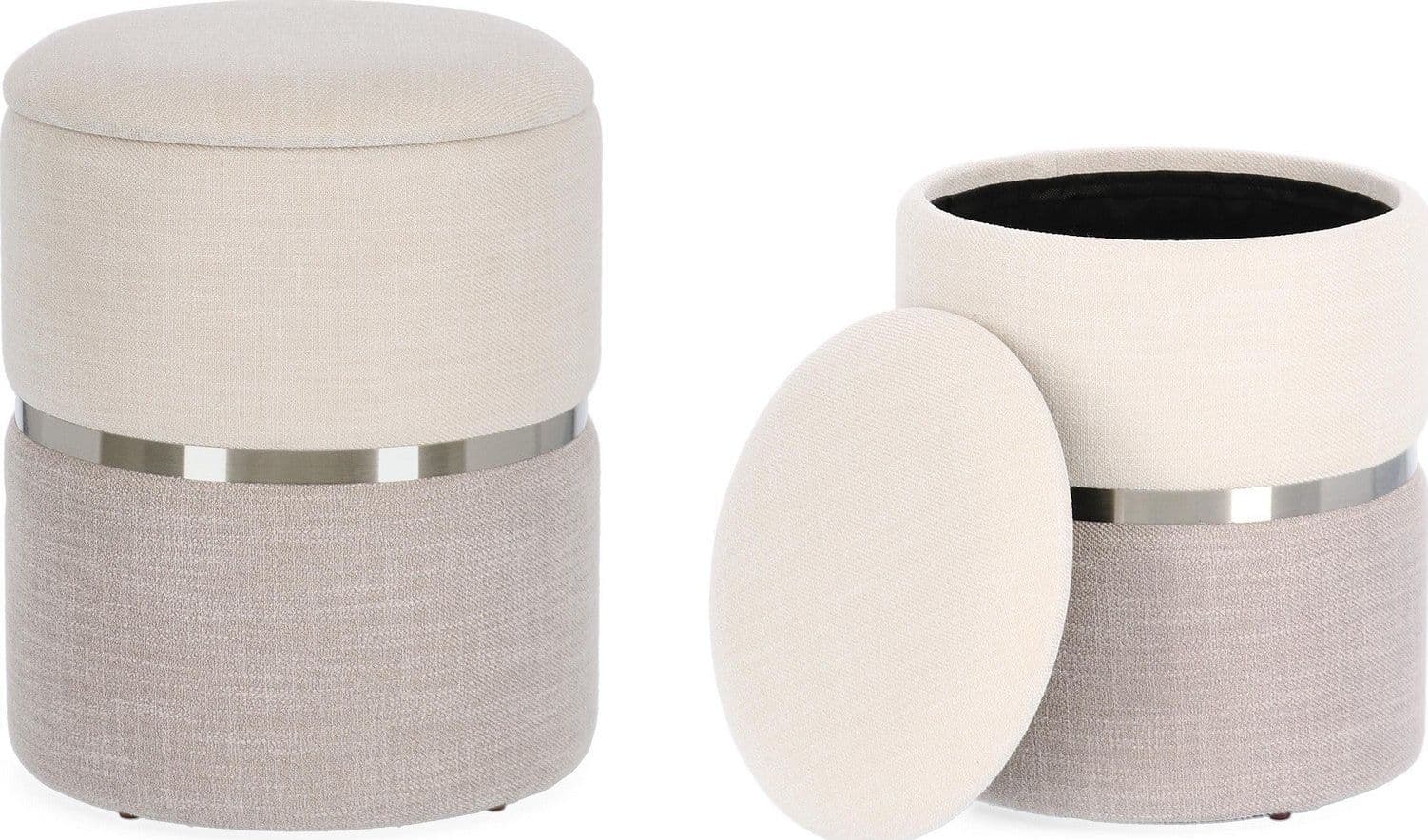Poltrona Pouf "Radinka" per interno, con struttura in mdf e compensato Set da 2 pezzi in Ottomane e poggiapiedi Decor Space - Altamura, commercioVirtuoso.it