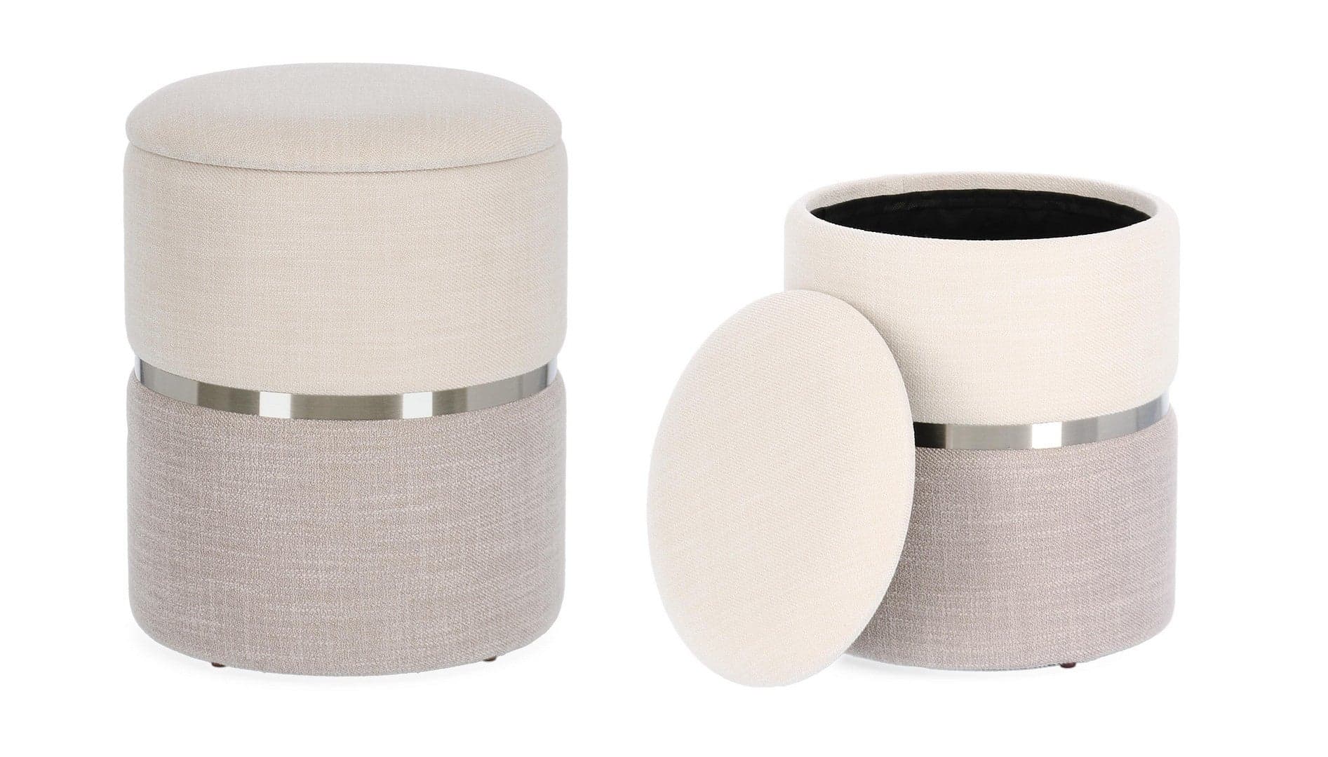 Poltrona Pouf "Radinka" per interno, con struttura in mdf e compensato Set da 2 pezzi in Ottomane e poggiapiedi Decor Space - Altamura, commercioVirtuoso.it