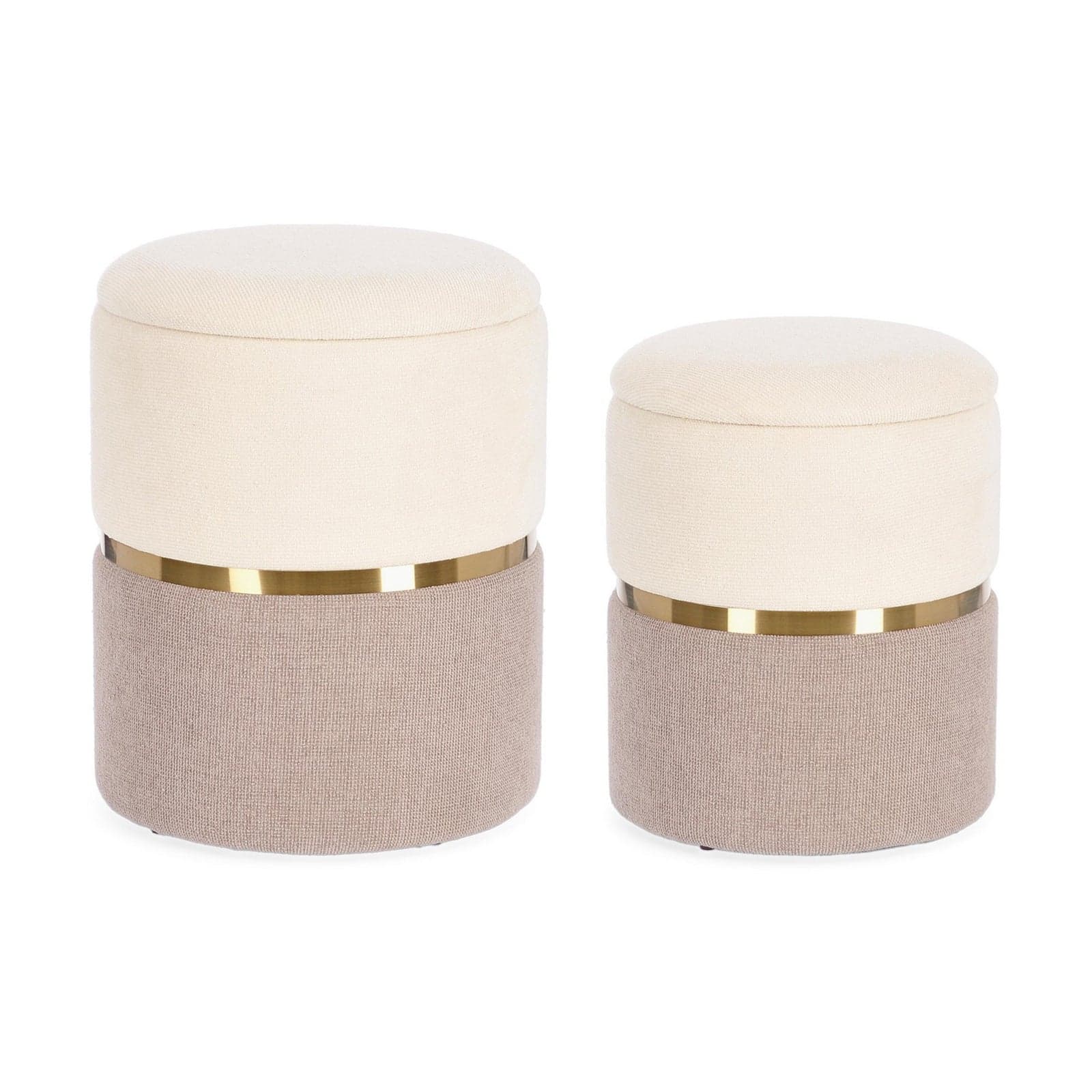 Poltrona Pouf "Radinka" per interno, con struttura in mdf e compensato Set da 2 pezzi in Ottomane e poggiapiedi Decor Space - Altamura, commercioVirtuoso.it