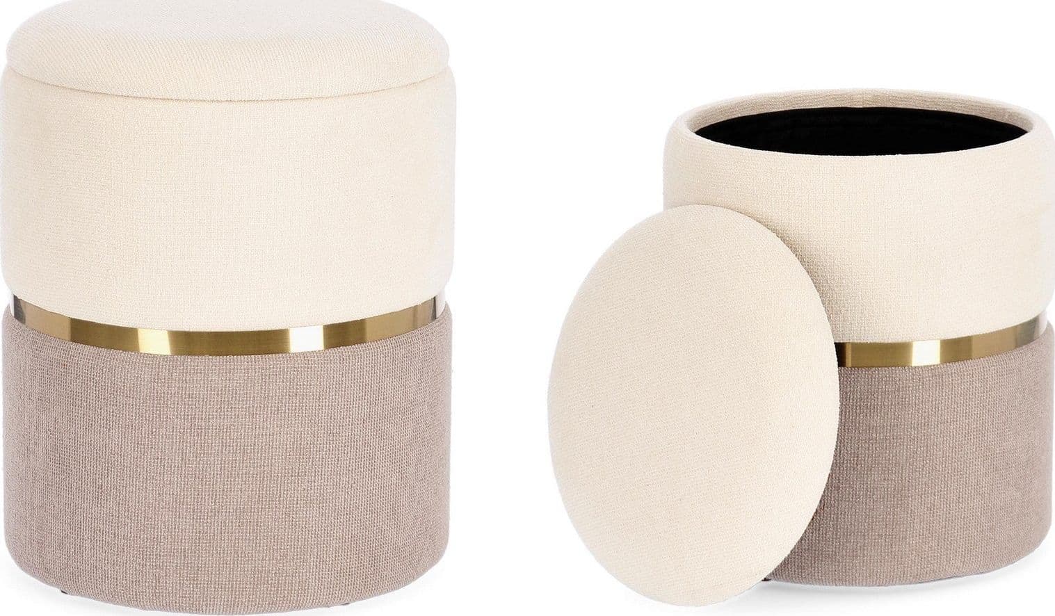 Poltrona Pouf "Radinka" per interno, con struttura in mdf e compensato Set da 2 pezzi in Ottomane e poggiapiedi Decor Space - Altamura, commercioVirtuoso.it