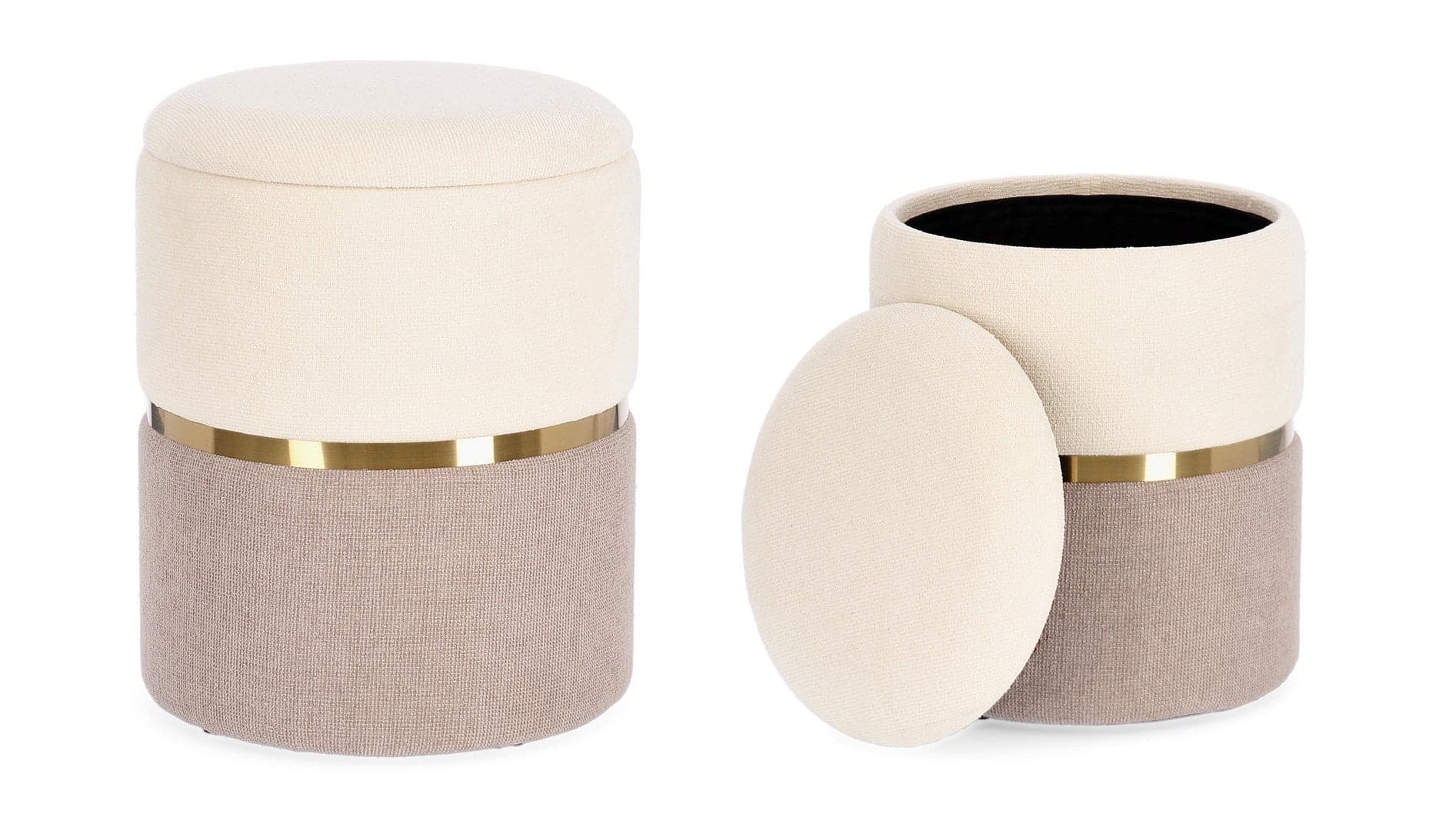 Poltrona Pouf "Radinka" per interno, con struttura in mdf e compensato Set da 2 pezzi in Ottomane e poggiapiedi Decor Space - Altamura, commercioVirtuoso.it