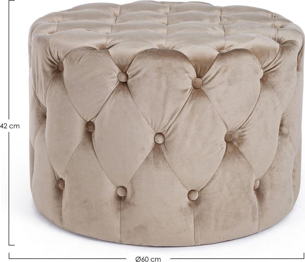 Poltrona Pouf "Lorella" per interno, con struttura in legno di pino e mdf da Ø60 x 42h cm in Ottomane e poggiapiedi Decor Space - Altamura, commercioVirtuoso.it