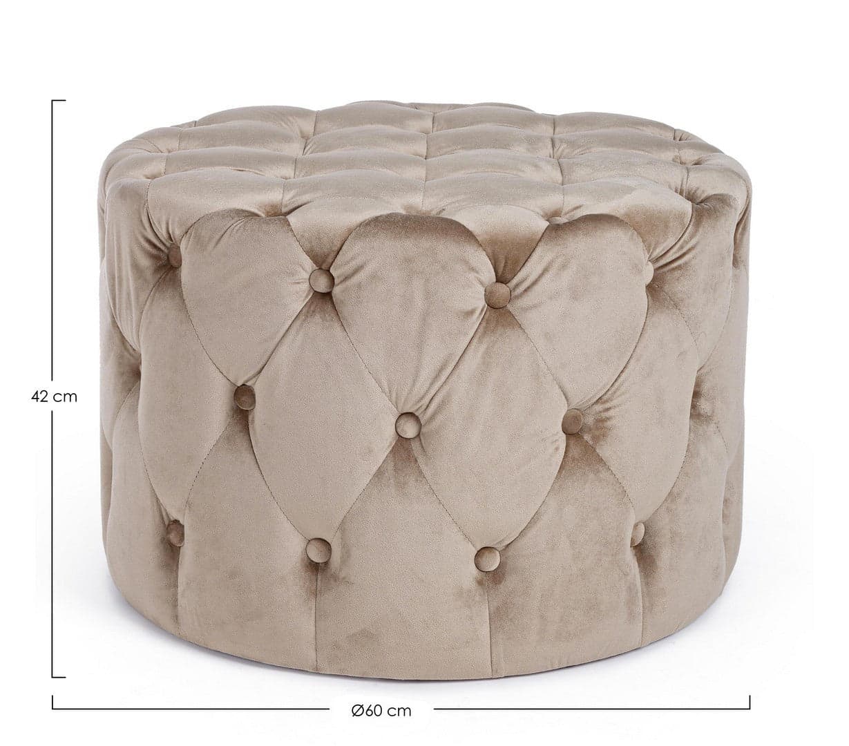 Poltrona Pouf "Lorella" per interno, con struttura in legno di pino e mdf da Ø60 x 42h cm in Ottomane e poggiapiedi Decor Space - Altamura, commercioVirtuoso.it