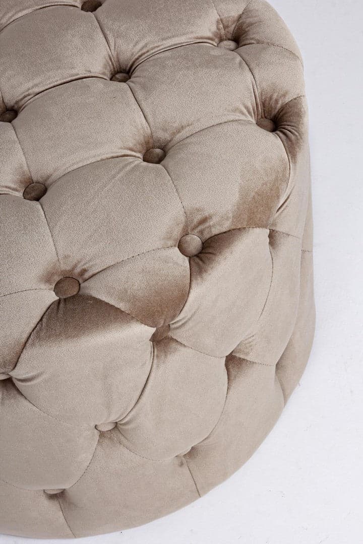 Poltrona Pouf "Lorella" per interno, con struttura in legno di pino e mdf da Ø60 x 42h cm in Ottomane e poggiapiedi Decor Space - Altamura, commercioVirtuoso.it