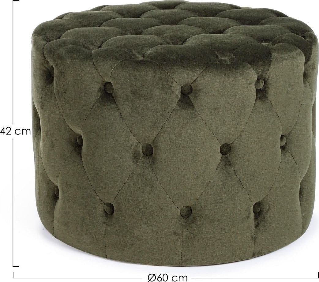 Poltrona Pouf "Lorella" per interno, con struttura in legno di pino e mdf da Ø60 x 42h cm in Ottomane e poggiapiedi Decor Space - Altamura, commercioVirtuoso.it