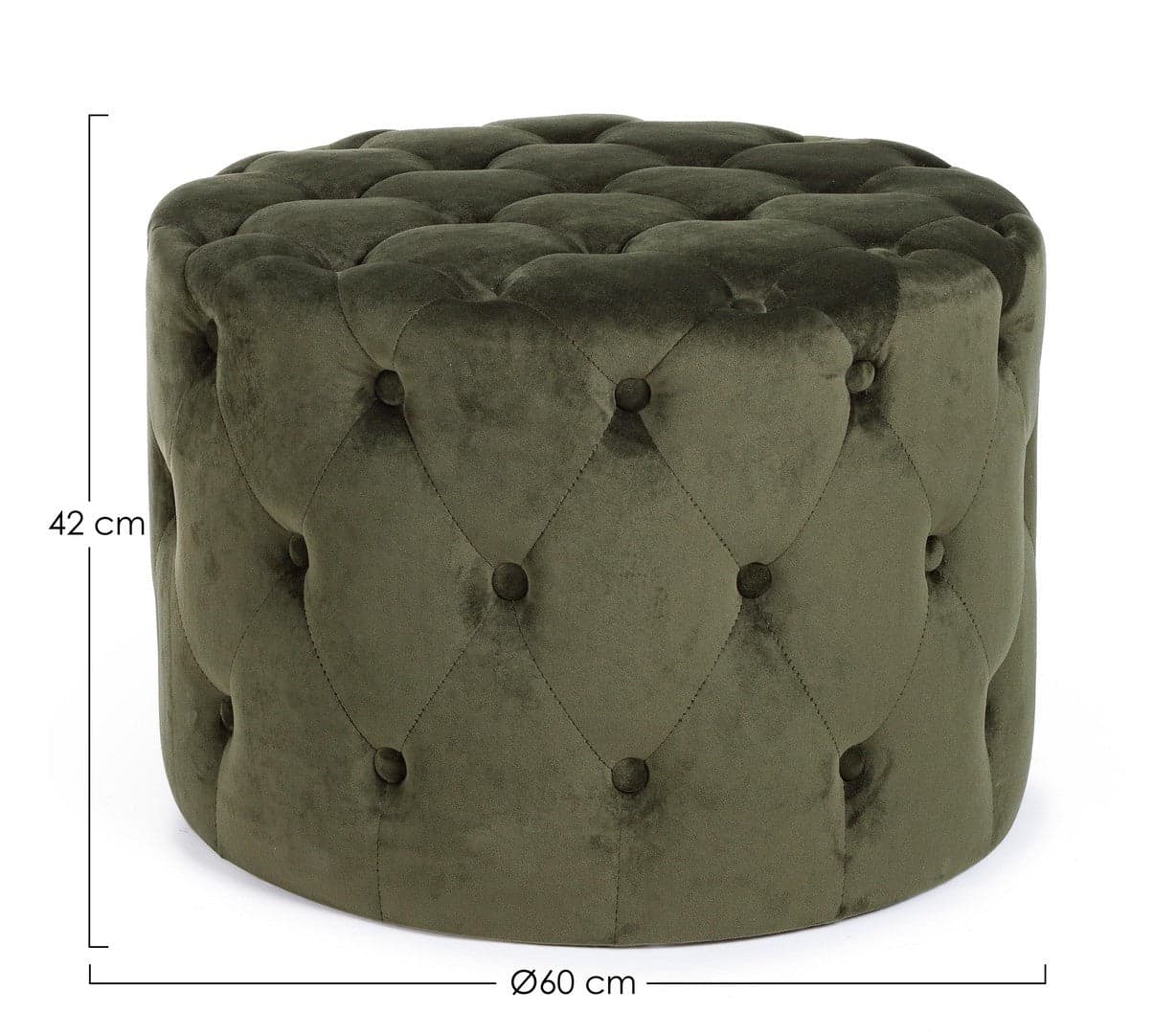 Poltrona Pouf "Lorella" per interno, con struttura in legno di pino e mdf da Ø60 x 42h cm in Ottomane e poggiapiedi Decor Space - Altamura, commercioVirtuoso.it