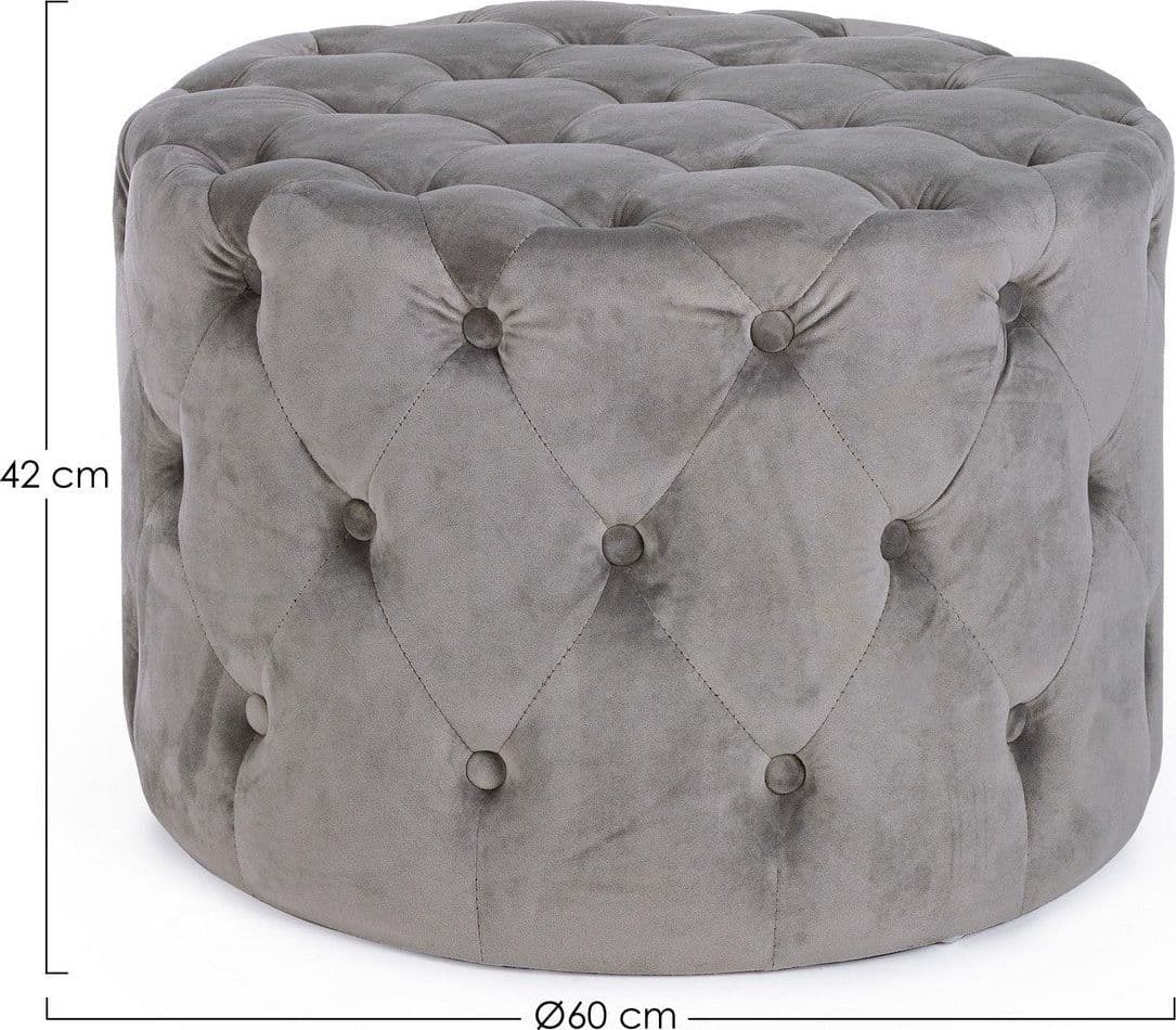 Poltrona Pouf "Lorella" per interno, con struttura in legno di pino e mdf da Ø60 x 42h cm in Ottomane e poggiapiedi Decor Space - Altamura, commercioVirtuoso.it