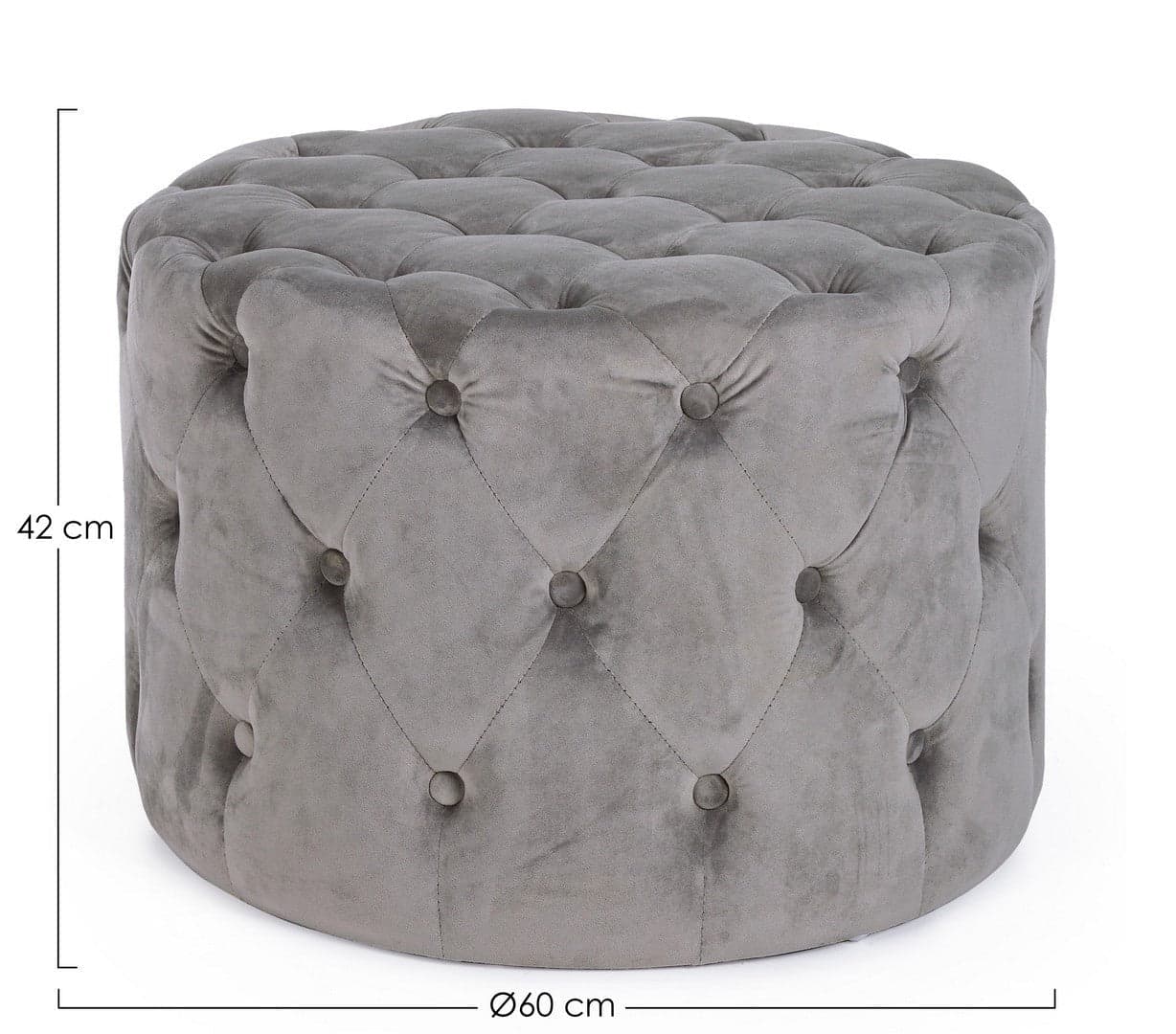 Poltrona Pouf "Lorella" per interno, con struttura in legno di pino e mdf da Ø60 x 42h cm in Ottomane e poggiapiedi Decor Space - Altamura, commercioVirtuoso.it