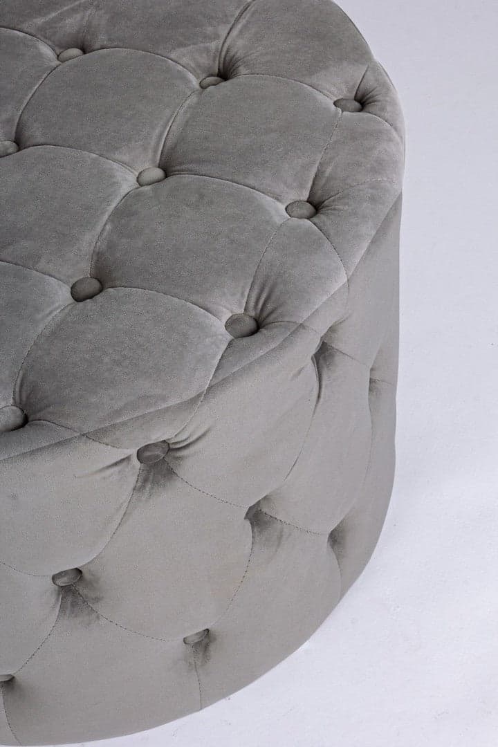 Poltrona Pouf "Lorella" per interno, con struttura in legno di pino e mdf da Ø60 x 42h cm in Ottomane e poggiapiedi Decor Space - Altamura, commercioVirtuoso.it