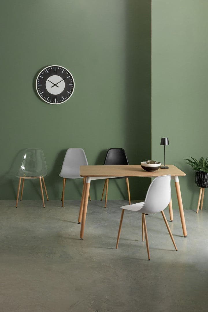 Sedia "Mandy" con gambe in acciaio verniciate effetto legno naturale, per arredo interno 53 x 46 x h 82 cm in Sedie Decor Space - Altamura, commercioVirtuoso.it