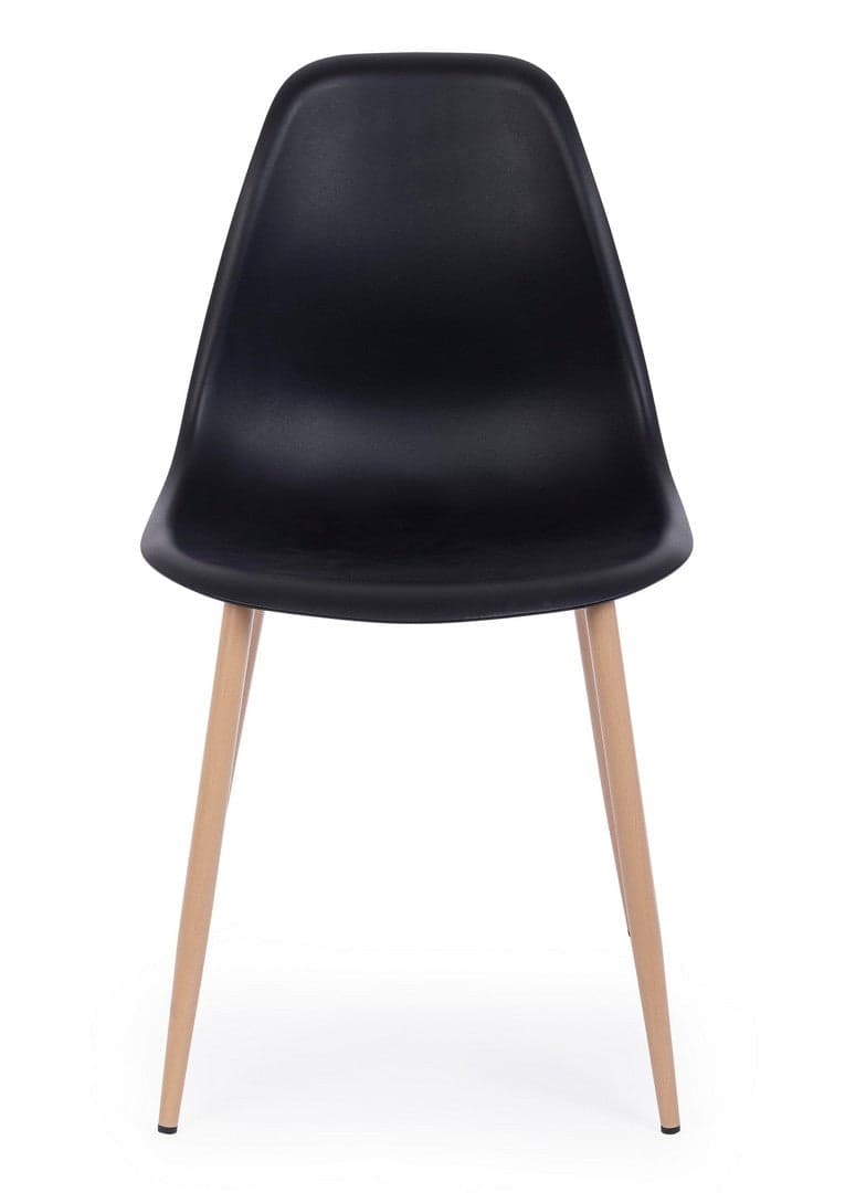 Sedia "Mandy" con gambe in acciaio verniciate effetto legno naturale, per arredo interno 53 x 46 x h 82 cm in Sedie Decor Space - Altamura, commercioVirtuoso.it